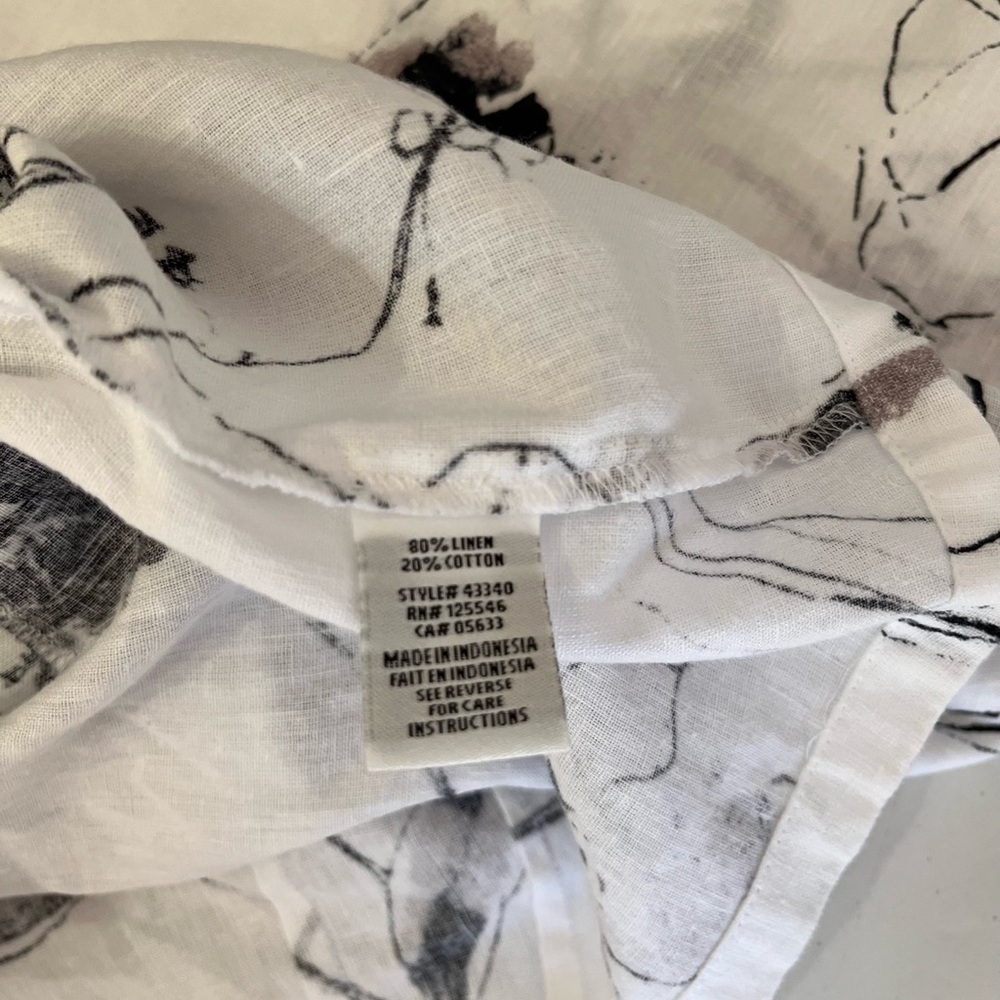 Habitat Linen Blend Floral Swing Shirt Women’s S White Black Floral Lagenlook - Picture 7 of 8